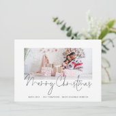 Familiefoto 2025 Kalender Script Vrolijk Kerstfees Feestdagenkaart (Staand voorkant)