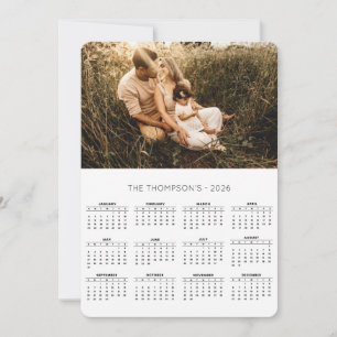 Familiefoto 2026 Kalender 12 maanden Monogram Feestdagenkaart