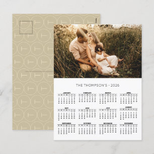 Familiefoto 2026 Kalender 12 maanden Monogram Feestdagenkaart