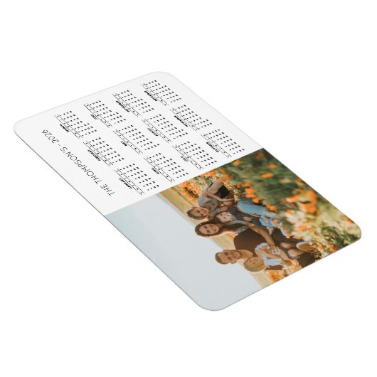 Familiefoto 2026 Kalender 12 maanden Monogram Magneet (Rechterzijde)
