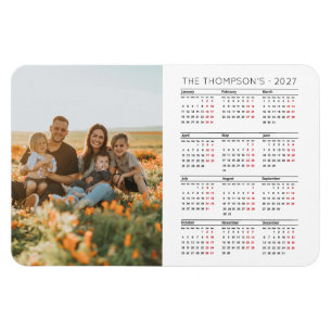 Familiefoto 2026 Kalender 12 maanden Monogram Magneet