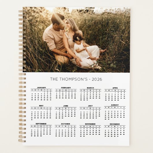 Familiefoto 2026 Kalender 12 maanden Monogram Planner (Voorkant)