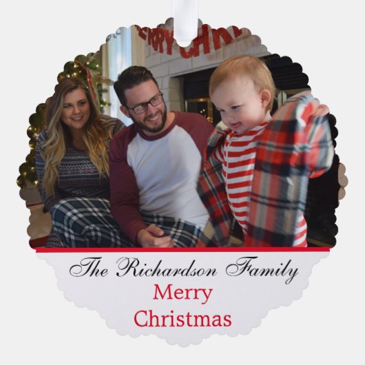 Familiefoto Aangepaste naam Sinterklaas Kerstmis Ornament Kaart (Achterkant)