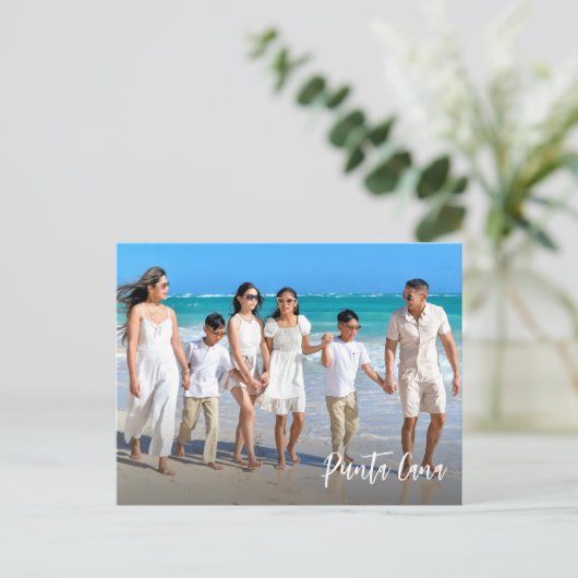 Familiefoto Aangepaste Reisherinnering Briefkaart (Staand voorkant)