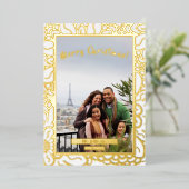 Familiefoto Achternaam Kerstfeestdag Folie Feestdagenkaart (Staand Voorkant)