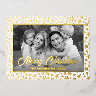 Familiefoto   Automatisch naar zwart en wit conver Folie Feestdagen Briefkaart