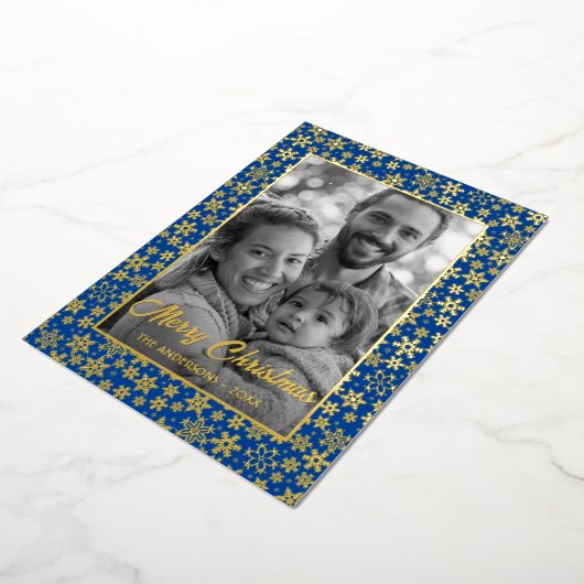 Familiefoto | Automatisch naar zwart en wit conver Folie Feestdagenkaart (Gedraaid)