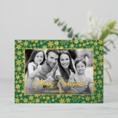 Familiefoto | Automatisch naar zwart en wit conver Folie Feestdagenkaart (Staand Voorkant)