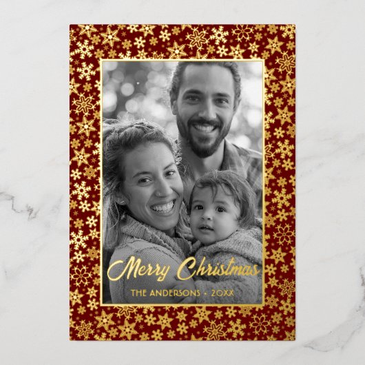 Familiefoto | Automatisch naar zwart en wit conver Folie Feestdagenkaart (Voorkant)