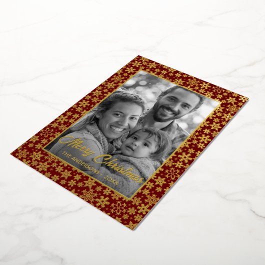 Familiefoto | Automatisch naar zwart en wit conver Folie Feestdagenkaart (Gedraaid)