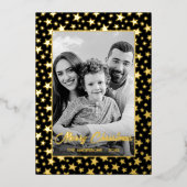 Familiefoto | Automatisch naar zwart en wit conver Folie Feestdagenkaart (Voorkant)