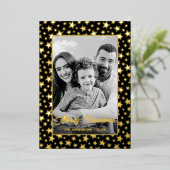 Familiefoto | Automatisch naar zwart en wit conver Folie Feestdagenkaart (Staand Voorkant)