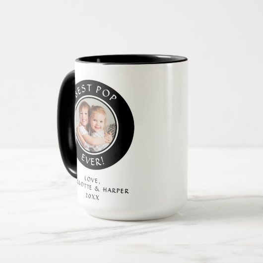Familiefoto Beste Pop ooit Modern Fun Dad Sjabloon Mok (Voorkant links)