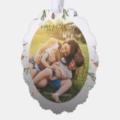 Familiefoto Boho Kerstvakantie feestelijk Ornament Kaart (Links)