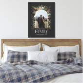 Familiefoto-boog waterverf botanisch elegant canvas afdruk (Insitu (Slaapkamer))