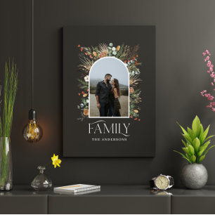 Familiefoto-boog waterverf botanische elegante canvas afdruk