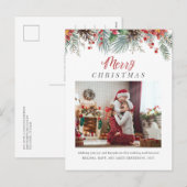 Familiefoto Botanische Vrolijke Kerst Feestdagenkaart (Voorkant / Achterkant)