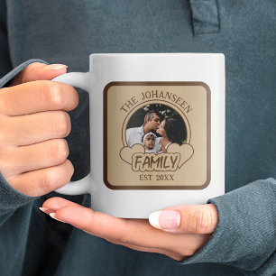 familiefoto bruin & beige eenvoudige aandenken koffiemok