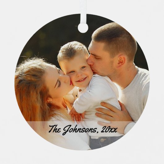 familiefoto chic calligrafie metalen ornament (Voorkant)