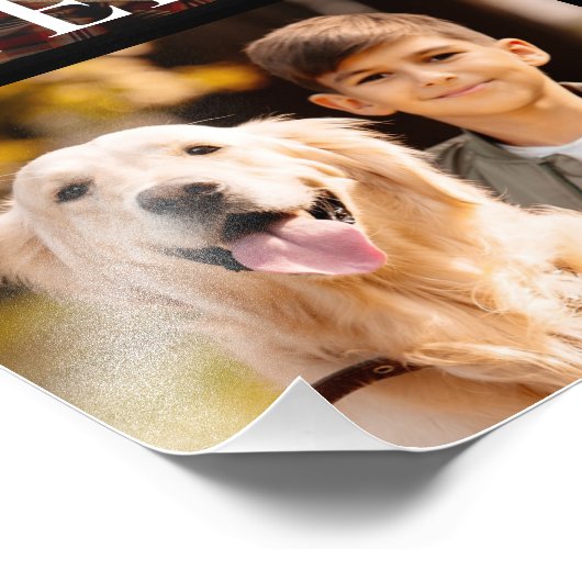 Familiefoto Collage 6 Afbeeldingen Naam Zwart Foto Afdruk (Hoek)