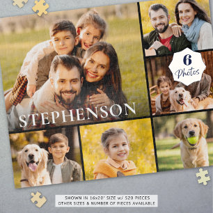 Familiefoto Collage 6 Afbeeldingen Naam Zwart Legpuzzel