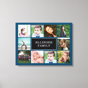 Familiefoto Collage Blauwgroen Blauw Aangepast Can Canvas Afdruk
