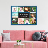 Familiefoto Collage Blauwgroen Blue Custom Canvas  (Insitu (Woonkamer))