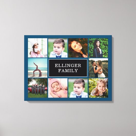 Familiefoto Collage Blauwgroen Blue Custom Canvas  (Voorkant)