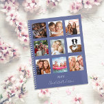 Familiefoto collage blue name script 2023 planner<br><div class="desc">Maak je eigen unieke familiefilm als cadeau voor je moeder, vrouw of jezelf. Gebruik vier, negen van uw favoriete foto's van uw familie, vrienden, droomreisbestemming of huisdier! Pas een naam en een jaar aan en voeg deze toe. De naam wordt geschreven met een modern handgeschreven stijlmanuscript met letters. Donkerblauwe kleur...</div>