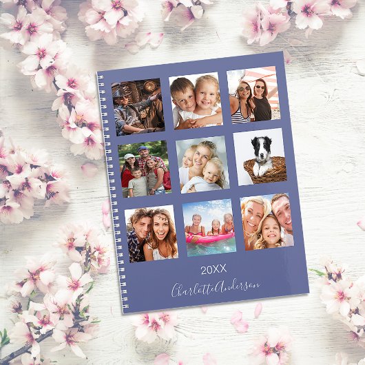 Familiefoto collage blue name script 2023 planner