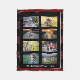 Familiefoto collage buffelplaid persoonlijk  fleece deken