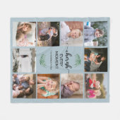 Familiefoto Collage Cherish each Moment Blue Fleece Deken (Voorkant (Horizontaal))