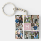 Familiefoto collage en monogram sleutelhanger (Voorkant)