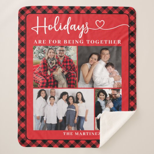 Familiefoto Collage Feestdagen om samen te zijn Sherpa Deken (Voorkant)
