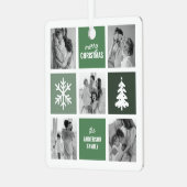 Familiefoto Collage Groene Kerst Metalen Ornament (Voorkant links)
