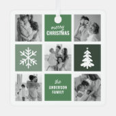 Familiefoto Collage Groene Kerst Metalen Ornament (Voorkant)
