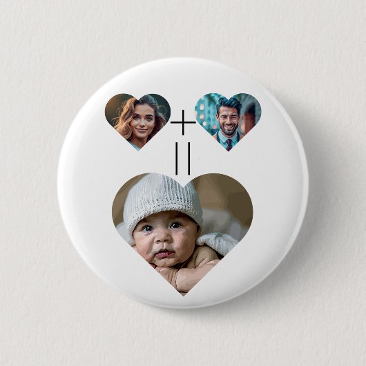  familiefoto collage Her Him = Baby Ronde Button 5,7 Cm (Voorkant)