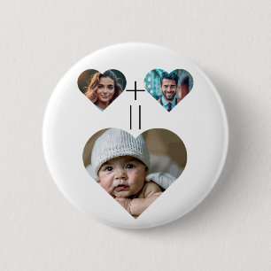  familiefoto collage Her Him = Baby Ronde Button 5,7 Cm