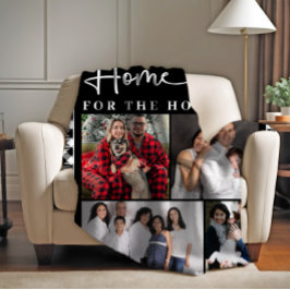 Familiefoto Collage Home voor de Feestdagen Fleece Deken