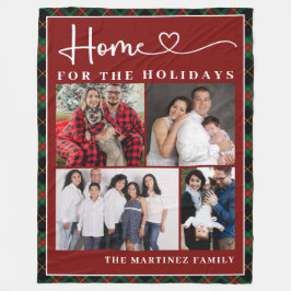 Familiefoto Collage Home voor de Feestdagen Fleece Deken