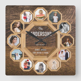  familiefoto collage houten lijsten Klok