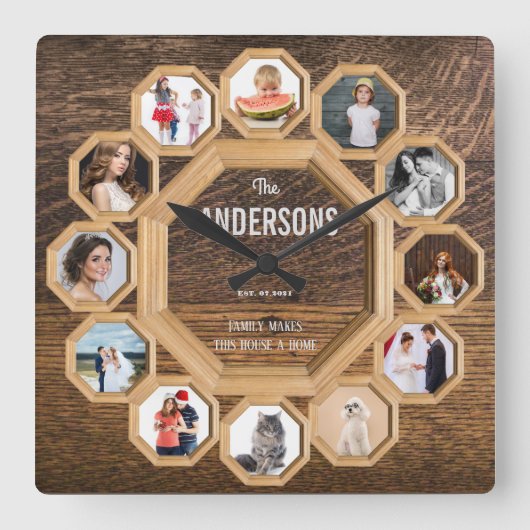  familiefoto collage houten lijsten Klok (Voorkant)