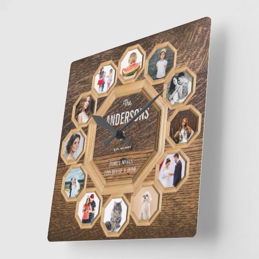  familiefoto collage houten lijsten Klok (Hoek)