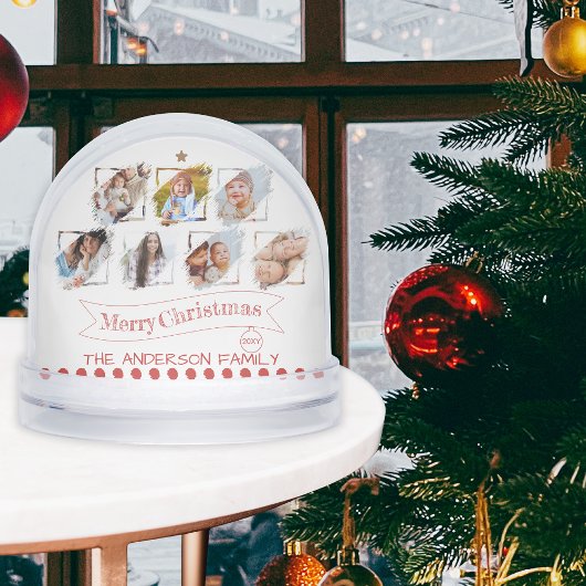Familiefoto Collage Keepsake Vrolijk kerstfeest Sneeuwbol