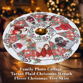 Familiefoto Collage Kerstkrans Wit + Rood Fleece Kerstboom Rok