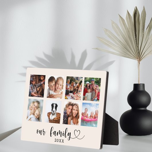 Familiefoto collage liefde hart script beige crème fotoplaat