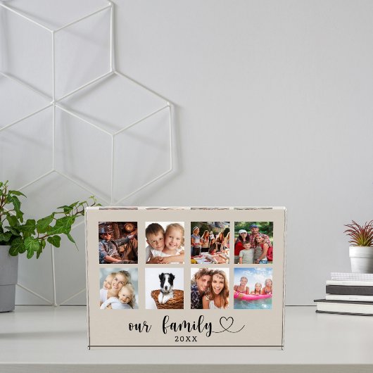 Familiefoto collage liefde hart script taupe fotoblokken