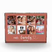Familiefoto collage liefde hart script terracotta fotoblokken (Voorkant)