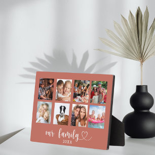 Familiefoto collage liefde hart script terracotta fotoplaat