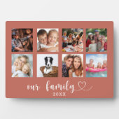 Familiefoto collage liefde hart script terracotta fotoplaat (voorkant)